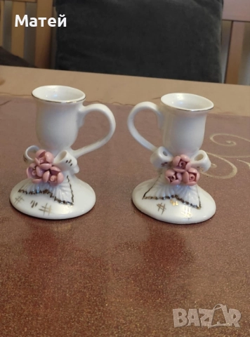 Комплект от 2 порцеланови свещника* , снимка 3 - Декорация за дома - 52260608