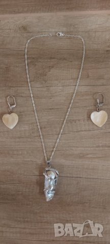 Комплект Обеци и сребърен медальон - колие с камък внос от Англия, снимка 9 - Бижутерийни комплекти - 38757320