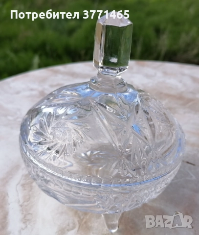 Чайник порцелан, кристална фруктиера, стъклени купички, снимка 6 - Сервизи - 52574217