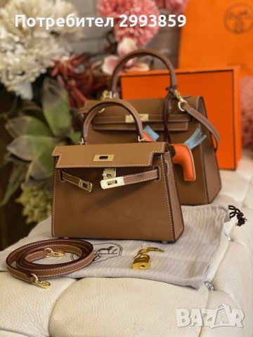 чанта Ермес Mini Kelly 19*Кели*HERMES KELLY 19 CRAIE Epsom Gold Hardware, снимка 3 - Чанти - 42350028
