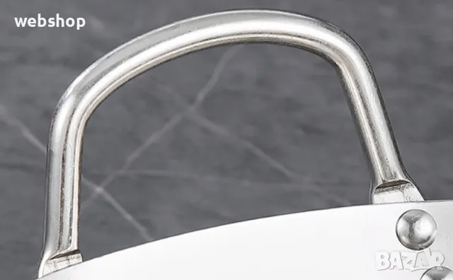 Тенджера Тиган уок от неръждаема стомана с двойни дръжки и кръгло дъно, снимка 3 - Съдове за готвене - 48495477