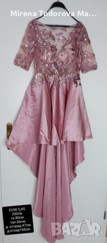 Абитуриентски рокли с А-силует асиметрично сатенено деколте и дантелени пайети, снимка 4 - Рокли - 36690912