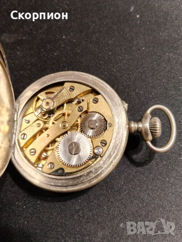 Швейцарски джобен часовник с посребрени капаци - AERA - 6 РУБИНА, снимка 8 - Джобни - 50501131