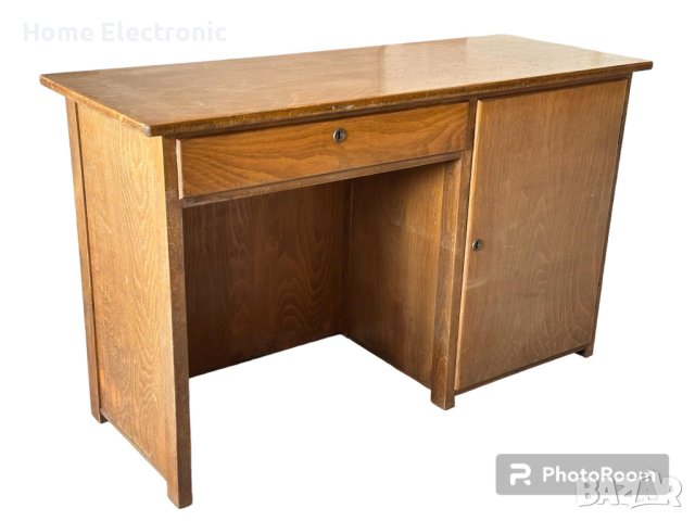 Ретро масивно бюро с едно чекмедже и един шкаф, снимка 3 - Бюра - 44193380
