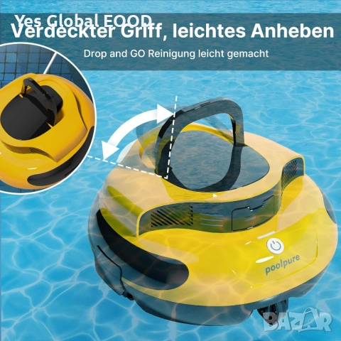 POOLPURE 2025 безжичен робот за почистване на басейн 100 мин, снимка 5 - Басейни и аксесоари - 52803736