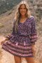 Дамска рокля с дълъг ръкав и флорален принт, снимка 1 - Рокли - 44321088