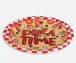 Хартиени парти чинии червени на каре „Pizza Time“ Ø18 см – 12 бр., снимка 2
