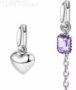 Хипоалергични сребърни висящи обеци,сърце и кристал,purple/нови, снимка 1 - Колиета, медальони, синджири - 44401519