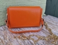 Кожена Дамска Оранжева Чанта , снимка 1