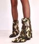 Дамски боти до глезена Shawen Green Camouflage с кристали, снимка 3