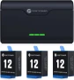 FirstPower Hero 12/11/10/9 Батерии 3 броя 2250mAh и бързо зарядно с три слота, USB, снимка 1