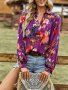Дамска блуза с флорален принт и V-образно деколте, 4цвята - 023, снимка 14
