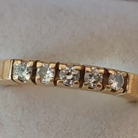 Дамски златен пръстен с пет брилянта/диамат,брилянт/