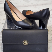 Дамски обувки в черен цвят на стабилен ток , снимка 2 - Дамски обувки на ток - 36535813
