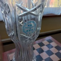 Масивна стъклена ваза/купа от 13-ти конгрес на БКП -Първенец в съревнованието,без забележки , снимка 4 - Декорация за дома - 38394127