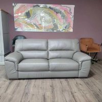 Италиански сив кожен диван тройка Virgilio, снимка 5 - Дивани и мека мебел - 44297960