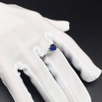 Сребърен пръстен проба 0.925 със сапфир и цирконии, снимка 4 - Пръстени - 30406059