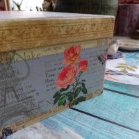 красива ретро кутия с рози от Париж, Франция, снимка 4 - Декорация за дома - 40597146