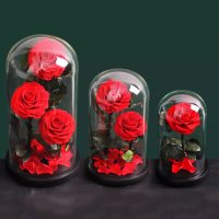 3 броя Луксозна вечна роза в стъкленица Beauty Roses, Червен, снимка 8 - Изкуствени цветя - 37905312