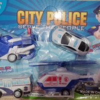 police полиция полицейска кола хеликоптер мотор автобус пластмасови играчки фигурки за игра и украса, снимка 1 - Фигурки - 33703959