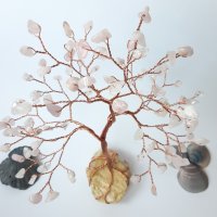 Дръвче Розов кварц, Идея сватба, Подарък камък на сърцето, Дърво на любовта, Подарък за кума, снимка 3 - Декорация за дома - 32993344