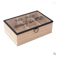 Дървена кутия с капак за чай, снимка 1 - Кутии за съхранение - 34206817