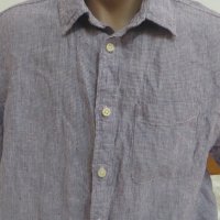 Мъжка ленена риза с къс ръкав Marks & Spencer, снимка 2 - Ризи - 25605522