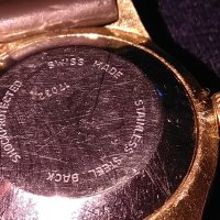 Ermano Swiss made Quartz-швейцарски часовник с датник 10микрона златно покритие кутия, снимка 7 - Дамски - 24444569