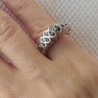 Дамски пръстен с два реда кристали 23727, снимка 1 - Пръстени - 37486862