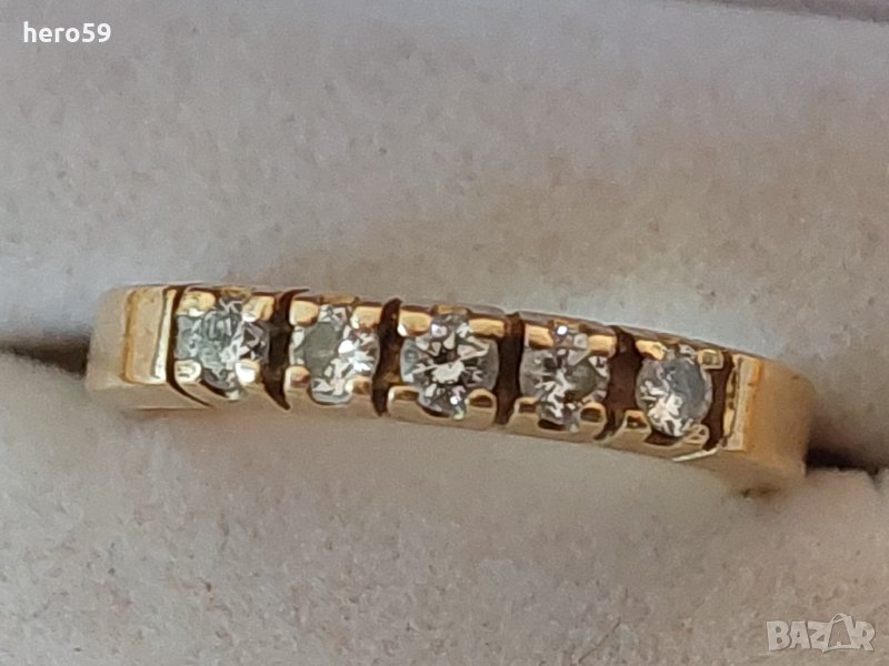 Дамски златен пръстен с пет брилянта/диамат,брилянт/, снимка 1