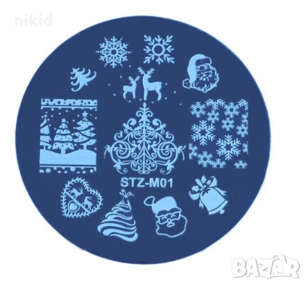 STZ-M01 Коледен Коледна кръгла плочка / щампа шаблон за печат на нокти маникюр, снимка 1