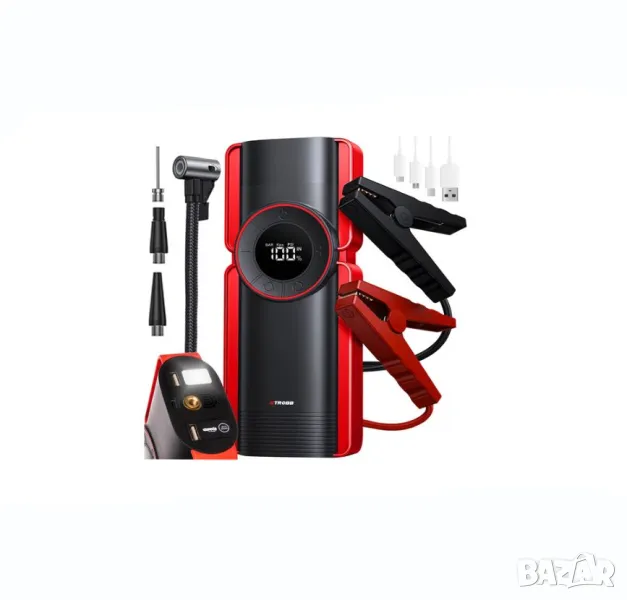 Бустер за кола / Бустер за акумулатор / Jump Starter / Стартерна батерия 6 в 1 + Комресор, снимка 1