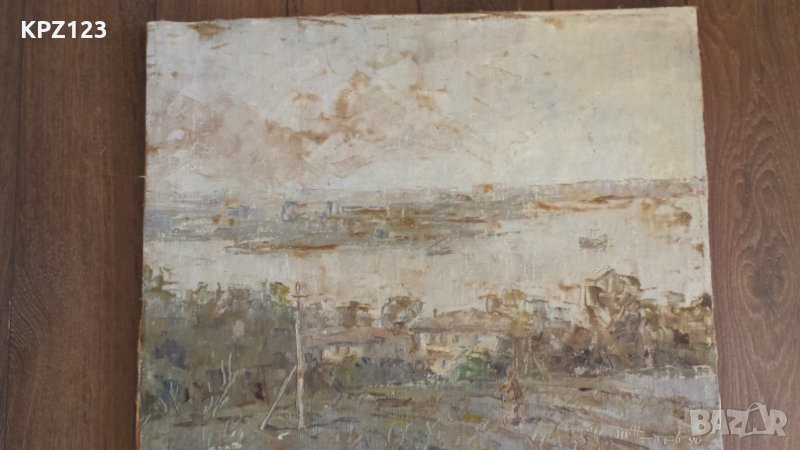 КАРТИНА ПЕЙЗАЖ 90 г. (МАСЛЕНИ БОИ, ПЛАТНО) ТЕНЬО ЖЕЛЕВ, снимка 1