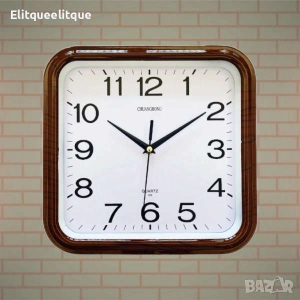 Елегантен квадратен винтидж часовник за стена / 28 см x 29 см;, снимка 1