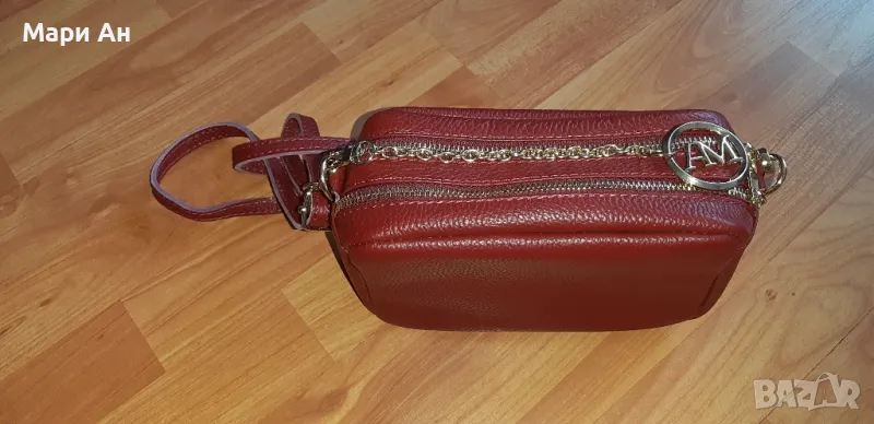Кожена чантичка в бордо, снимка 1