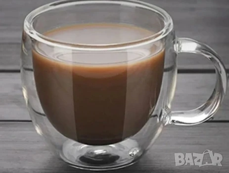 Стъклена чаша за кафе с двойно дъно 200ml, снимка 1