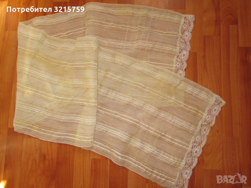 Стара ръчно тъкана кърпа,носия,дантела,копринен кенар, снимка 1
