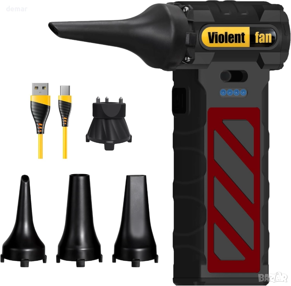 Безстепенна електрическа въздушна духалка 130000 об/мин. сгъстен въздух, черна, снимка 1