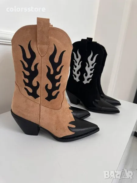 Боти на ток - кафяво и черно - KB1, снимка 1