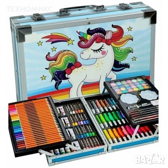 ПРОМО!!!Детски комплект за рисуване GALAXIA®, 145 части, Метална кутия, снимка 1