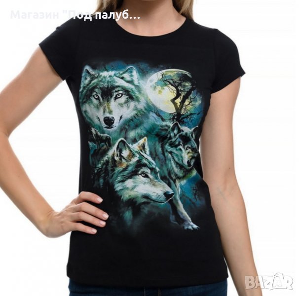 Нова дамска тениска с дигитален печат Вълци, пълнолуние, Серия вълци, снимка 1
