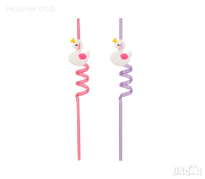 Парти сламки за многократна употреба, на лебеди, 6x270мм 2 бр., снимка 1