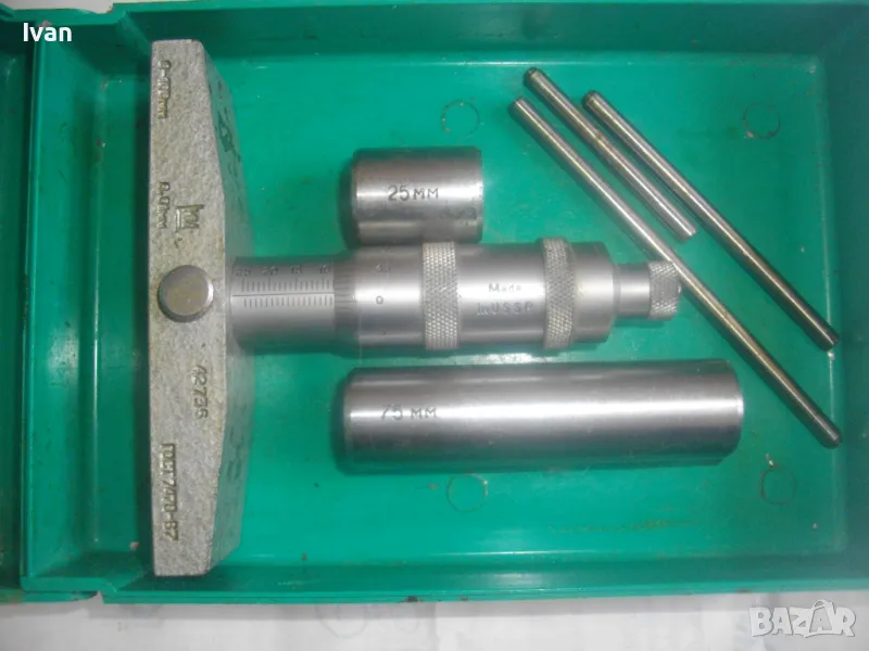 0-100мм НОВ РУСКИ/СССР ДЪЛБОКОМЕР МИКРОМЕТРИЧЕН МИКРОМЕТЪР ГМ 100 СДЕЛАНО В СССР, снимка 1