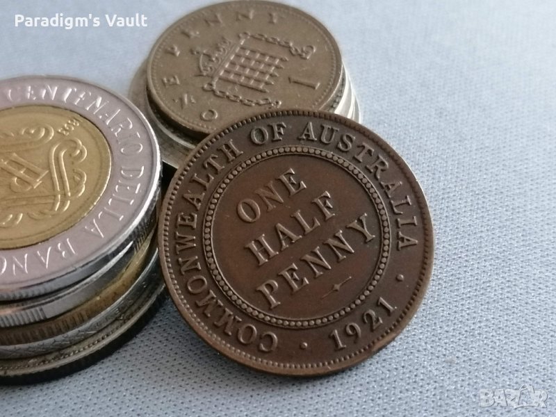 Монета - Австралия - 1/2 (половин) пени | 1921г., снимка 1