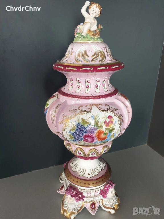 Meissen ваза урна 60см-8кг/голяма стара Майсен порцеланова ваза с капак, снимка 1