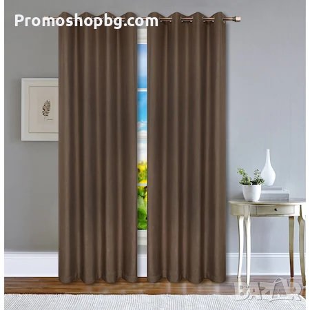 Комплект 2 бр. Завеси от качествен блекаут - в сиво или кафяво, снимка 1