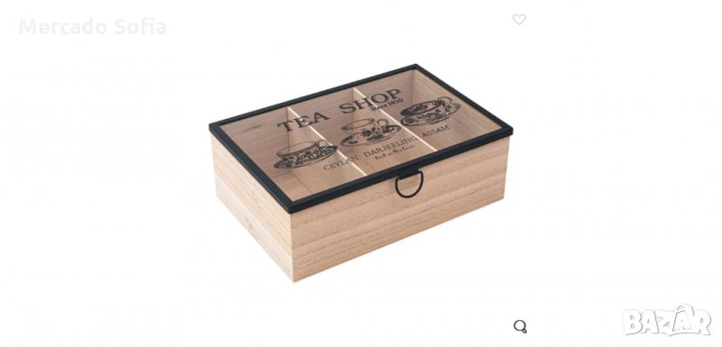 Дървена кутия с капак за чай, снимка 1