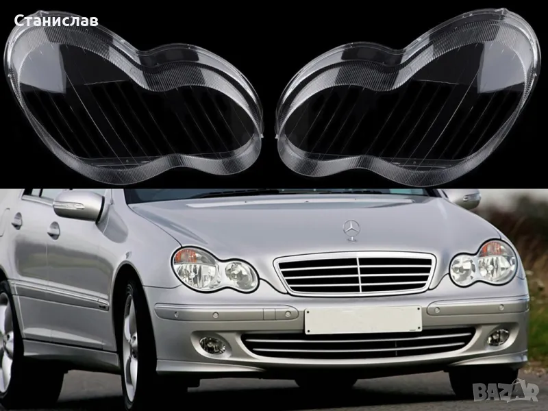 Стъкла (капаци) за фарове за Mercedes C-Class W203 Facelift, снимка 1