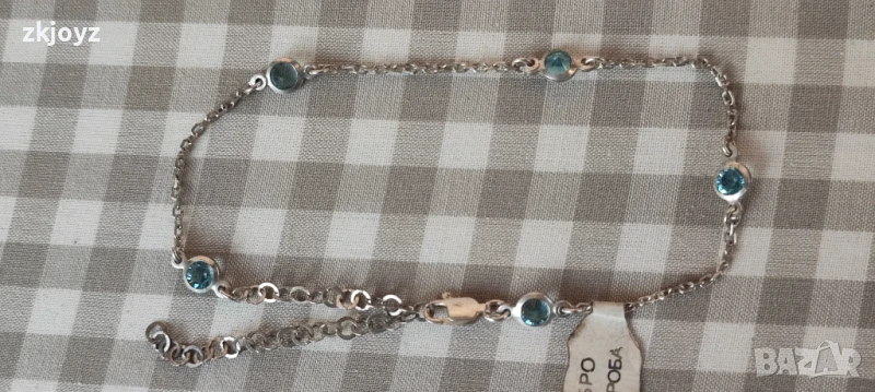 НОВА СРЕБЪРНА ГРИВНА ЗА КРАК С ЦИРКОНИИ 3.65 ГРАМА/ ПРОБА 925, снимка 1