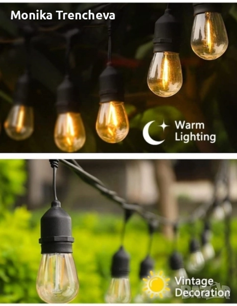 Водоустойчив гирлянд за външно осветление с 10 бр. лед крушки , снимка 1